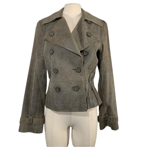 Vintage Express Distressed Leather Moto Jacket Size 6 - Picture 1 of 11